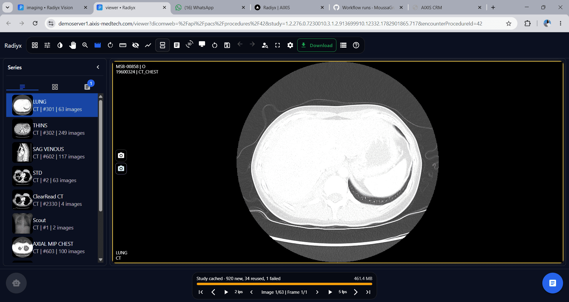 Radiyx View interface screenshot